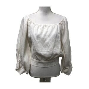 Jon Sonen Prive Pure Linen Blouse Top Womens Large White Boho Fairy Bridal